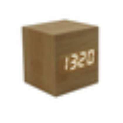 Cube small square digital led wooden table alarm clock