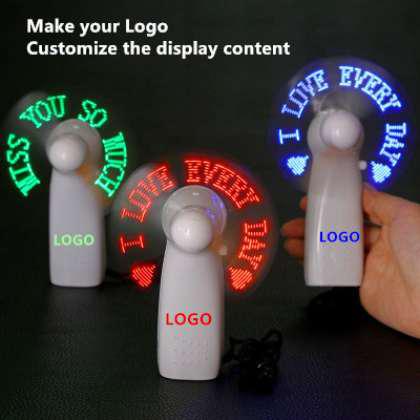 WG-MF02 High quality mini flashing programmable led fan / LED mini fan customize LOGO progra