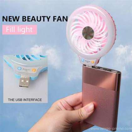 WG-MF04 Mini USB Fan Portable Rechargerble Personal Cooling Fan with fill light USB beauty fan