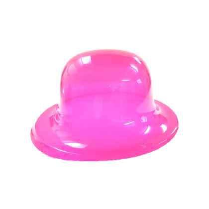 Hot Pink Plastic Bowler Hat