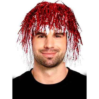 Cyber Tinsel Wig - Red & White