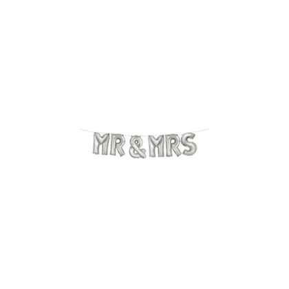 Mr & Mrs Balloon Banner - Silver