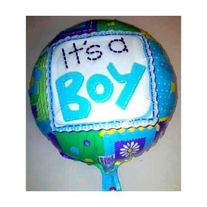 Foil Balloon 'IT'S A BOY' Blue Rounded Patched 18