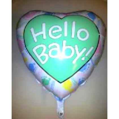 Large Foil Balloon 'HELLO BABY' Heart 36" (Requires Helium)