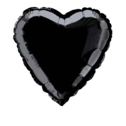 Foil Balloon Heart Solid Metallic Black