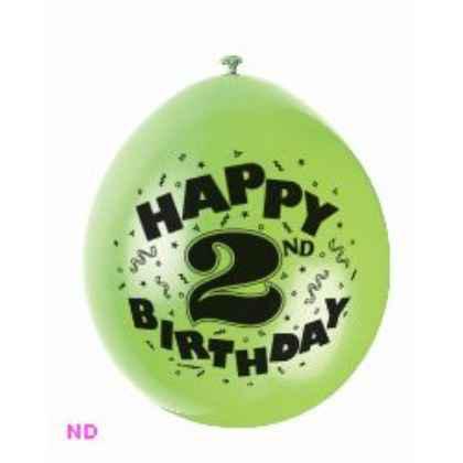 Balloons 'HAPPY 2nd BIRTHDAY' 9" Latex Balloons