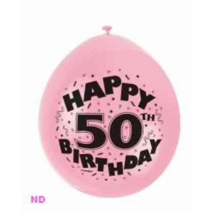 Balloons 'HAPPY 50th BIRTHDAY' 9" Latex Balloons