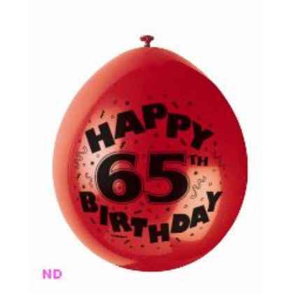 Balloons 'HAPPY 65th BIRTHDAY' 9" Latex Balloons