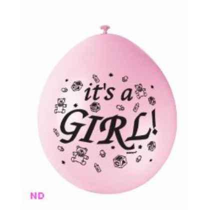 Balloons 'IT'S A GIRL' 9" Latex Balloons Pink