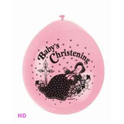'BABY CHRISTENING' 9" Latex Balloons Pink 
