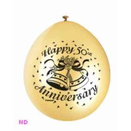 'HAPPY 50th ANNIVERSARY' 9" Latex Balloons Gold 