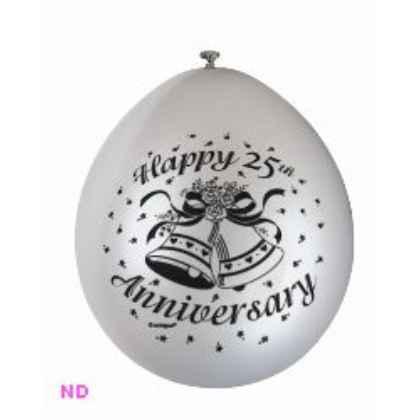 Balloons 'HAPPY 25th ANNIVERSARY' Silver 9" Latex 