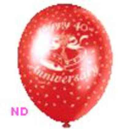 Balloons 'HAPPY 40th ANNIVERSARY' Red 9" Latex 