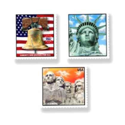 Patriotic Stamp Cutouts (3/pkg)