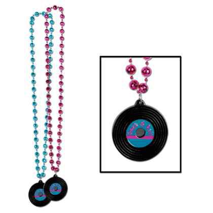 Beads with Rock & Roll Record Medallion