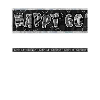 Birthday Glitz Black & Silver 60th Birthday Prism Banner