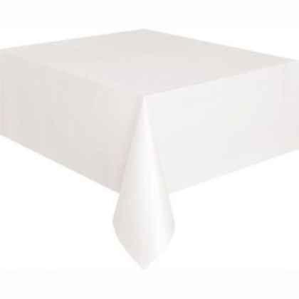 White Plastic Tablecloth 137cm x 274cm