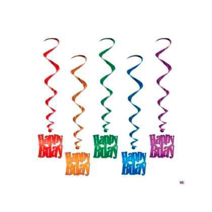 Happy Birthday Hanging Whirls