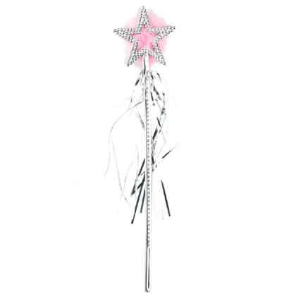 Silver Star Wand with Tinsel and Marabou trim.