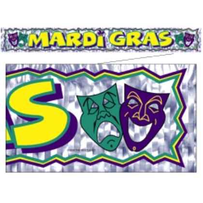 Mardi Gras Banner Metallic Fringe