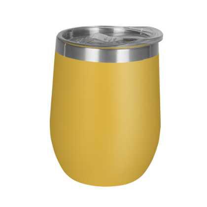 Mood Double Walled Coffee Cup Tumbler - 330ml Yellow Clear Lid