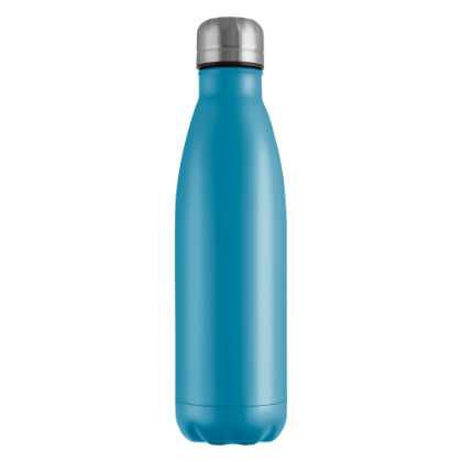 Mood Powder Coated Vacuum Bottle - 500ml Light Blue Cyan Silver Lid