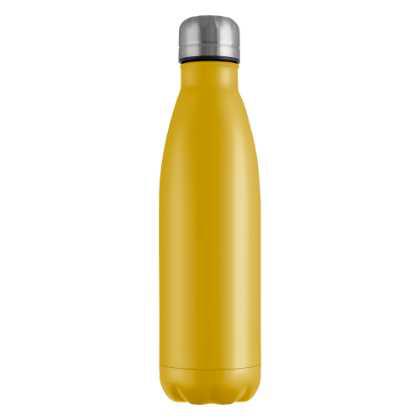 Mood Powder Coated Vacuum Bottle - 500ml Yellow Silver Lid