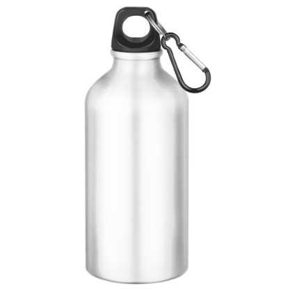 Action Aluminium Water Bottle with Carabiner Clip - 550ml White