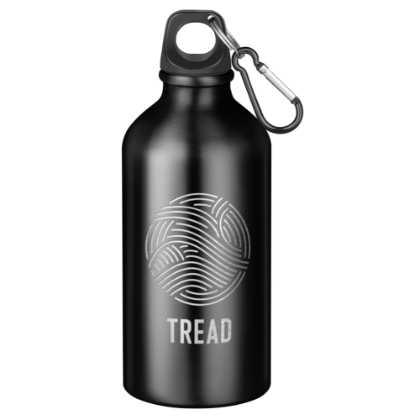 Action Aluminium Water Bottle with Carabiner Clip - 550ml Black