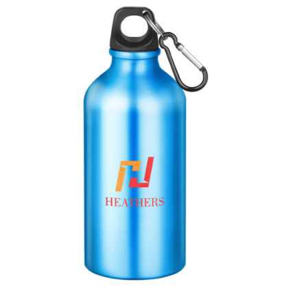 Action Aluminium Water Bottle with Carabiner Clip - 550ml Light Blue