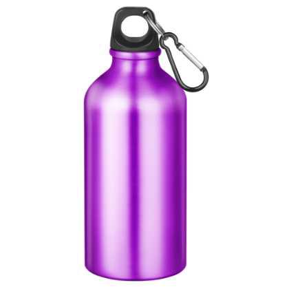 Action Aluminium Water Bottle with Carabiner Clip - 550ml Purple