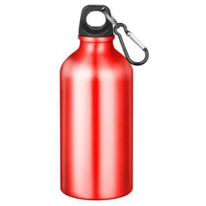 Action Aluminium Water Bottle with Carabiner Clip - 550ml red