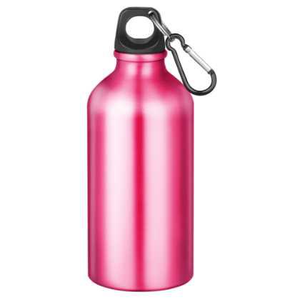 Action Aluminium Water Bottle with Carabiner Clip - 550ml Pink