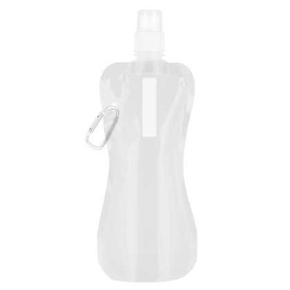 Foldable Flexi Water Bottle with Carabiner Clip - 400ml White