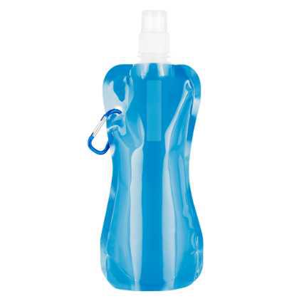 Foldable Flexi Water Bottle with Carabiner Clip - 400ml Light Blue