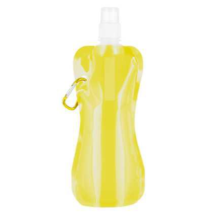 Foldable Flexi Water Bottle with Carabiner Clip - 400ml Yellow