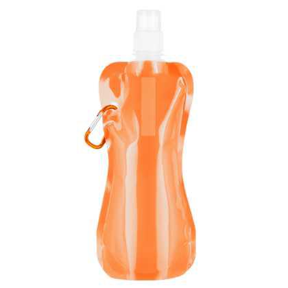 Foldable Flexi Water Bottle with Carabiner Clip - 400ml Orange