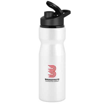 Nova Aluminium Water Bottle with Snap Cap Lid - 750ml White