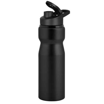 Nova Aluminium Water Bottle with Snap Cap Lid - 750ml Black