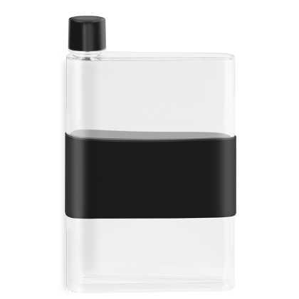 genie Note Bottle with Silicone Band - 420ml Transparent/Black