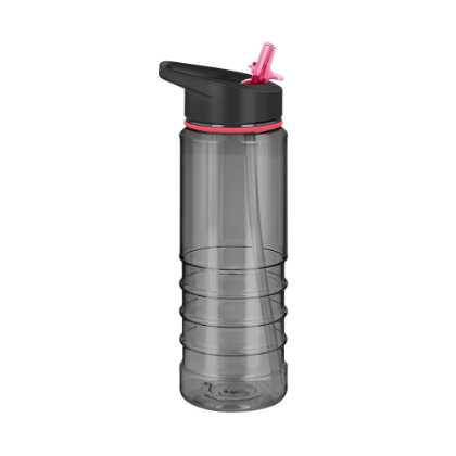 Tritan Pure Sports Water Bottle - 750ml Translucent Black/Pink