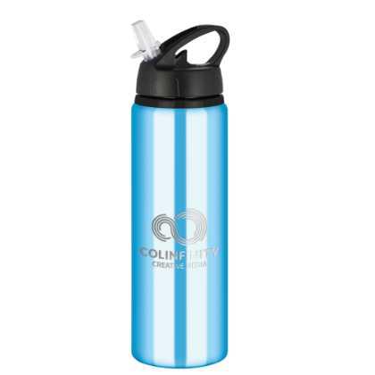 Tide Aluminium Water Bottle with Flip Sipper Lid - 750ml Light Blue