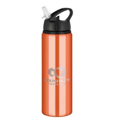 Tide Aluminium Water Bottle with Flip Sipper Lid - 750ml Orange
