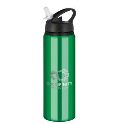 Tide Aluminium Water Bottle with Flip Sipper Lid - 750ml Green
