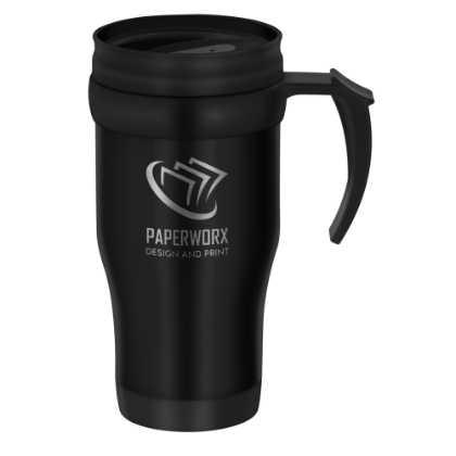 Tour Double Walled Travel Mug with Handle - 400ml Black