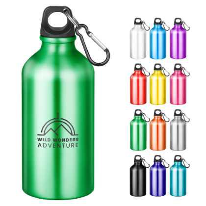 Action Aluminium Water Bottle with Carabiner Clip - 550ml