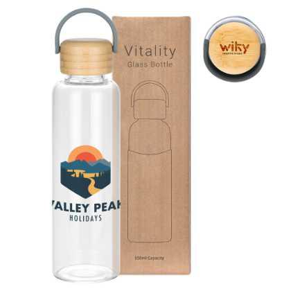 Vitality Glass Water Bottle without Silicone Sleeve - 550ml