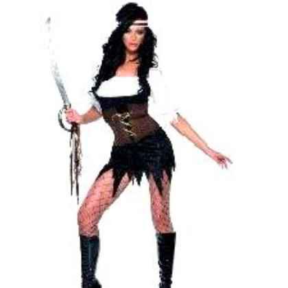 Fever Pirate Costume With Dress, Bodice And Headpiece