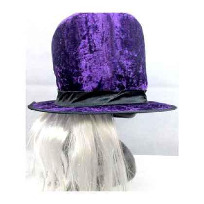 Purple Top Hat with Attached Hair