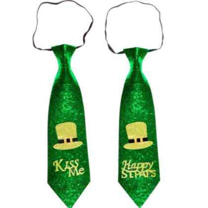 St Patrick's Day Green Glitter Tie